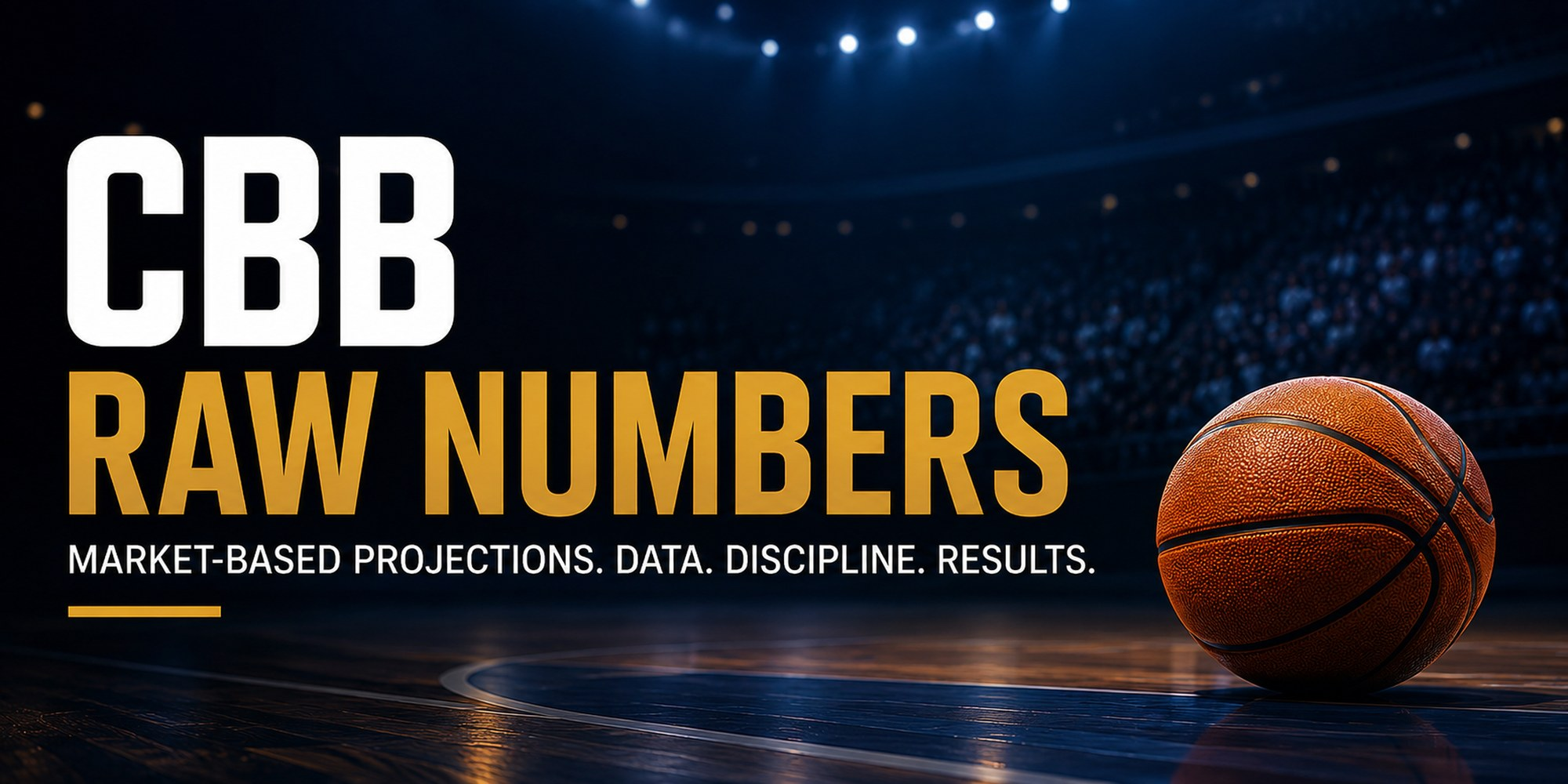CBB Raw Numbers market-based projections with basketball court and data-driven analysis