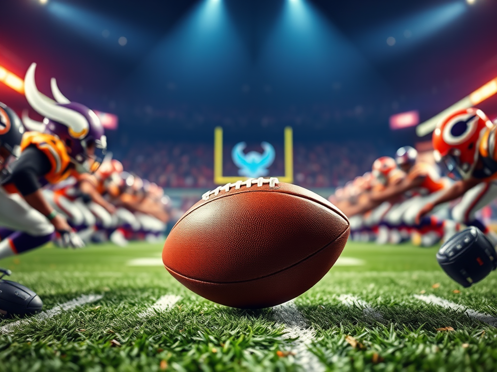 American football on field with players in background