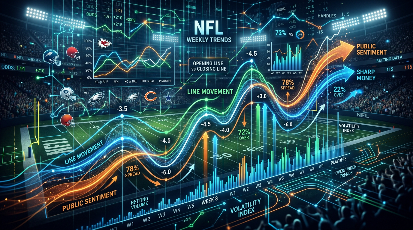NFL betting systems data analysis showing market trends and betting lines